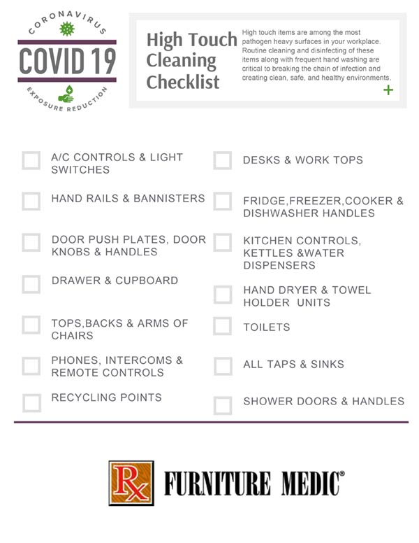 High Touch Point cleaning checklist
