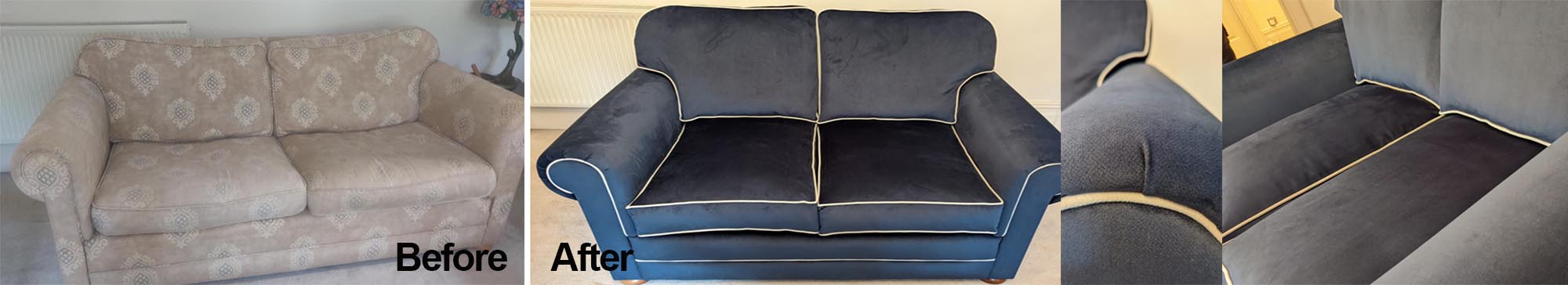 re-upholstered sofa